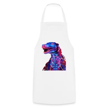 Neon-Dino mit futuristischem Flair - Kochschürze - Weiß - Vorne - AI Model Male 185 dark (185cm)
