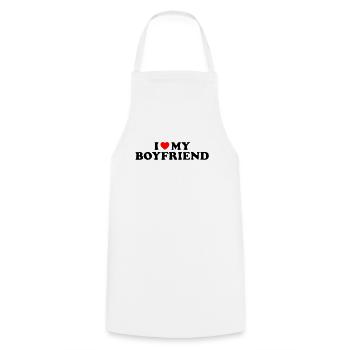 J’aime mon petit ami T-shirt - Tablier de cuisine - blanc - Devant - AI Model Male 185 dark (185cm)