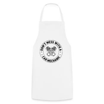 Auto Mechanic - Don't Mess With A Car Mechanic - Cooking Apron - white - Front - AI Model Male 185 dark (185cm)