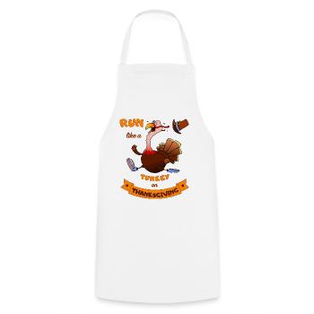 Courez comme une dinde à Thanksgiving Funny Trot - Tablier de cuisine - blanc - Devant - AI Model Male 185 dark (185cm)