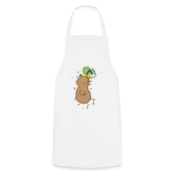 Kiwi joue au volley-ball oiseau et aux fruits - Tablier de cuisine - blanc - Devant - AI Model Male 185 dark (185cm)
