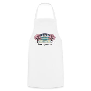 Bonn Old Post Office, Cherry Tree Blossoms, Allemagne - Tablier de cuisine - blanc - Devant - AI Model Male 185 dark (185cm)