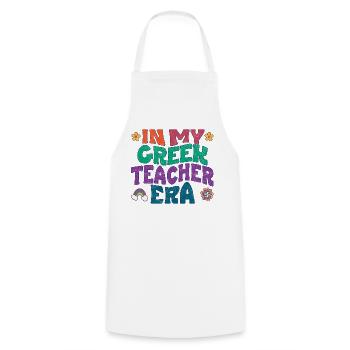 in my greek teacher era - Cooking Apron - white - Front - AI Model Male 185 dark (185cm)