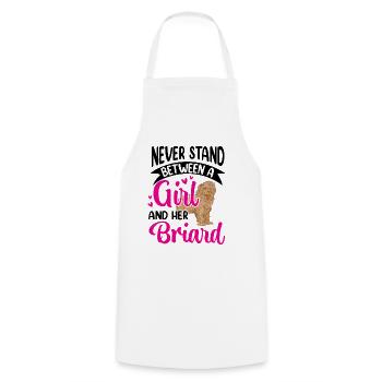 Girl and her Briard Berger de Brie - Cooking Apron - white - Front - AI Model Male 185 dark (185cm)