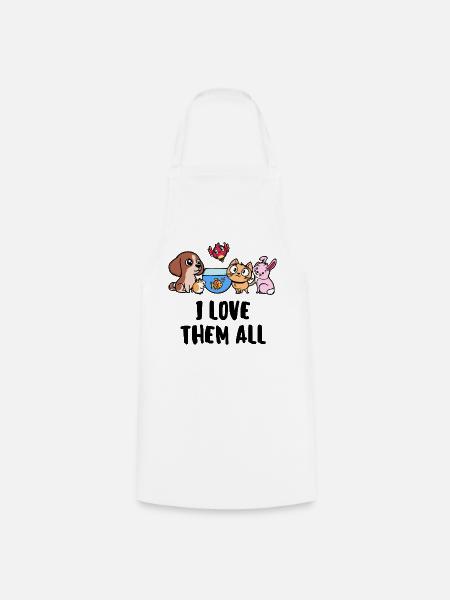 Haustiere Hund Katze Häschen Aquarium Fisch Tiere - Kochschürze - Weiß