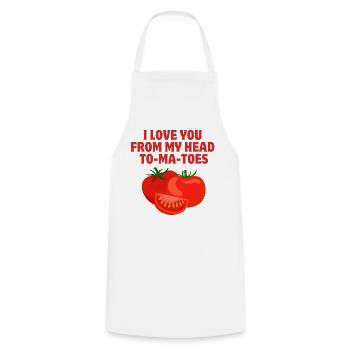 I love you, amour, tomatoes - Tablier de cuisine - blanc - Devant - AI Model Male 185 dark (185cm)