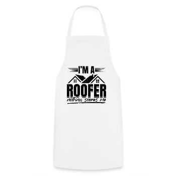 I'm A Roofer Nothing Scares Me - Roofing Roof Work - Cooking Apron - white - Front - AI Model Male 185 dark (185cm)