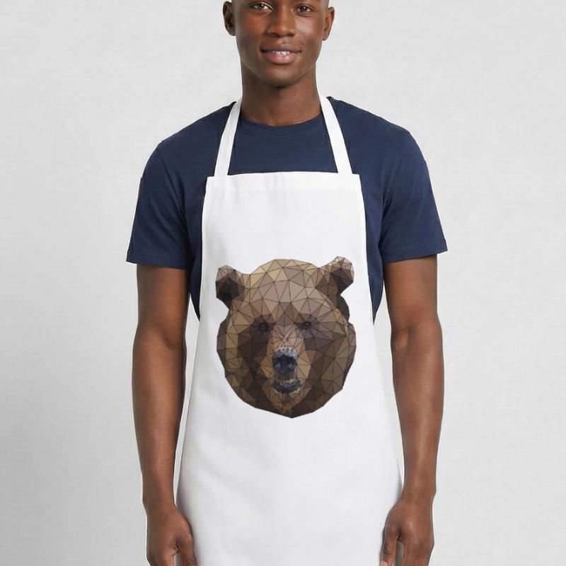 Polygonal Brown Bear Triangular Low Poly Art Cooking Apron