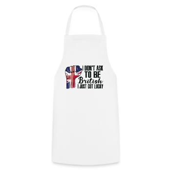 Fierté britannique Drapeau britannique cultivé - Tablier de cuisine - blanc - Devant - AI Model Male 185 dark (185cm)