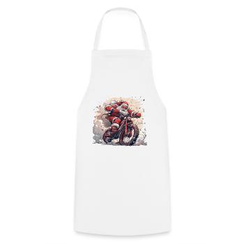 Vélo Père Noël - Tablier de cuisine - blanc - Devant - AI Model Male 185 dark (185cm)