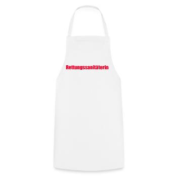 Rettungssanitäterin Schriftzug - Kochschürze - Weiß - Vorne - AI Model Male 185 dark (185cm)