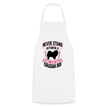 Girl and her Eurasier Eurasian Spitz - Cooking Apron - white - Front - AI Model Male 185 dark (185cm)