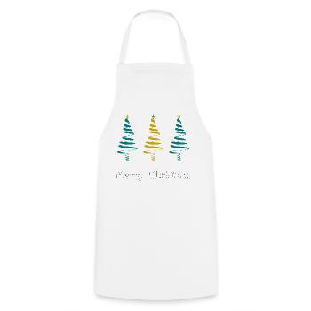 CHRISTMAS. MERRY CHRISTMAS. MERRY CHRISTMAS. NEW YEAR’S DAY - Cooking Apron - white - Front - AI Model Male 185 dark (185cm)