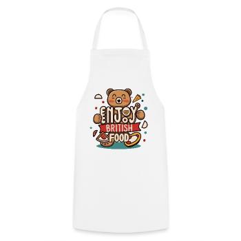 Enjoy British Food - British Food Day Typography - Cooking Apron - white - Front - AI Model Male 185 dark (185cm)