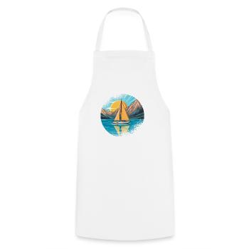 Sailboat Sailing Ship Sailing Yacht Vintage Sailing - Cooking Apron - white - Front - AI Model Male 185 dark (185cm)