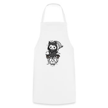 Cat with Scythe Creepy Gothic Style - Cooking Apron - white - Front - AI Model Male 185 dark (185cm)