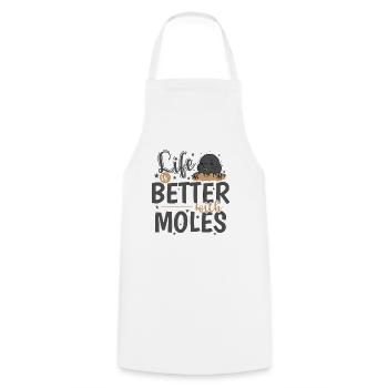Life is Better with Moles Tier Erdhügel - Kochschürze - Weiß - Vorne - AI Model Male 185 dark (185cm)
