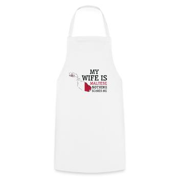 Rien ne me fait peur Ma femme est maltaise - Tablier de cuisine - blanc - Devant - AI Model Male 185 dark (185cm)