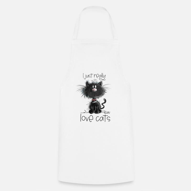 Drollige Schwarze Katze Mit Katzen Spruch - Kochschürze - Weiß
