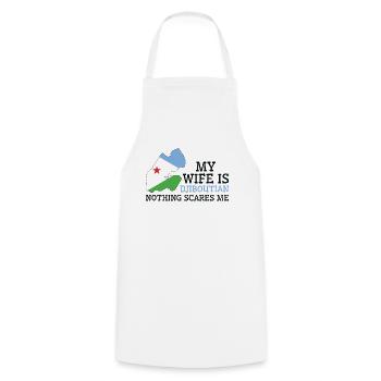 Nothing Scares Me My Wife Is Djiboutian Husband - Cooking Apron - white - Front - AI Model Male 185 dark (185cm)