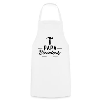 Papa Bricoleur : Cadeau Idéal ! - Tablier de cuisine - blanc - Devant - AI Model Male 185 dark (185cm)