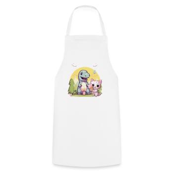Chaton Chaton Fille Dinosaure Crème glacée - Tablier de cuisine - blanc - Devant - AI Model Male 185 dark (185cm)