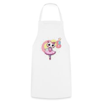 Girls ballet ballerina cats 8 years old 8. - Cooking Apron - white - Front - AI Model Male 185 dark (185cm)