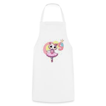 Girls ballet ballerina cats 9 years old 9. - Cooking Apron - white - Front - AI Model Male 185 dark (185cm)