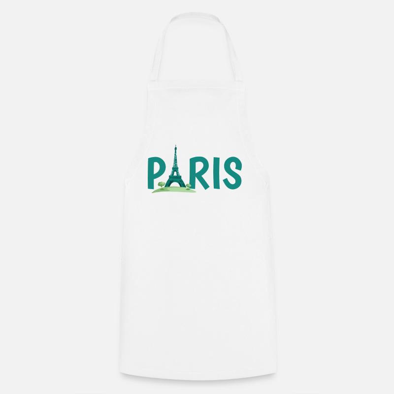 Horizon de Paris avec l’illustration de la Tour Eiffel - Tablier de cuisine - blanc