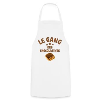 pain au chocolat, chocolatine, boulanger - Tablier de cuisine - blanc - Devant - AI Model Male 185 dark (185cm)
