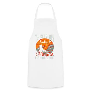 This is my lucky Magnet Fishing Magnet Fishing - Cooking Apron - white - Front - AI Model Male 185 dark (185cm)