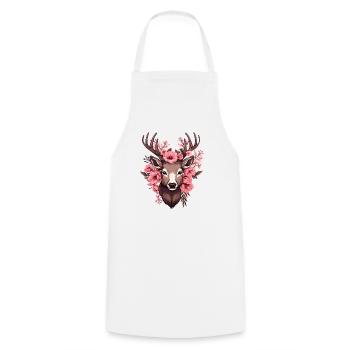 Roe Deer with Flowers Costumes Deer Head Deer Head - Cooking Apron - white - Front - AI Model Male 185 dark (185cm)