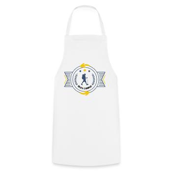 Santiago de Compostela Vintage Badge - Cooking Apron - white - Front - AI Model Male 185 dark (185cm)