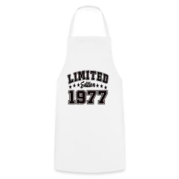 Limited Edition 1977 - Cooking Apron - white - Front - AI Model Male 185 dark (185cm)