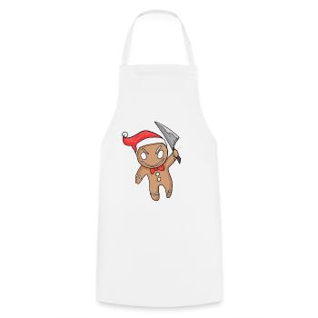 Noël en pain d’épice maléfique - Tablier de cuisine - blanc - Devant - AI Model Male 185 dark (185cm)