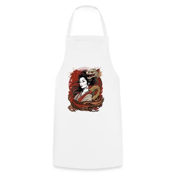 Geisha Asiatique et Dragon Chinois - Tablier de cuisine - blanc - Devant - AI Model Male 185 dark (185cm)