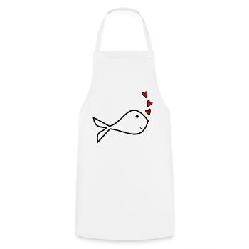 RETIREMENT. HAPPY RETIREMENT. HAPPY RETIREMENT. HEART - Cooking Apron - white - Front - AI Model Male 185 dark (185cm)