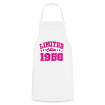Limited Edition 1968 - Cooking Apron - white - Front - AI Model Male 185 dark (185cm)