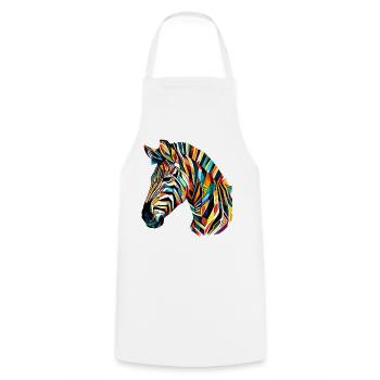 Zebra - Kochschürze - Weiß - Vorne - AI Model Male 185 dark (185cm)