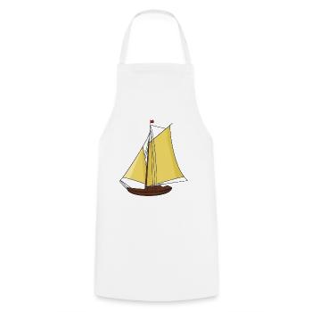 Sailboat, Boat, Ship, Seafaring, Sailing, Ahoy, - Cooking Apron - white - Front - AI Model Male 185 dark (185cm)