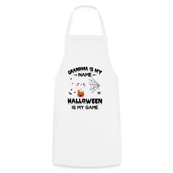 Grand-mère est mon nom Halloween est mon jeu - Halloweene - Tablier de cuisine - blanc - Devant - AI Model Male 185 dark (185cm)