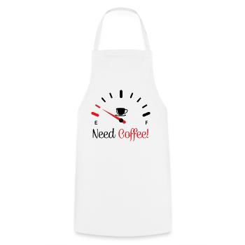 Need Coffee 1 - Cooking Apron - white - Front - AI Model Male 185 dark (185cm)
