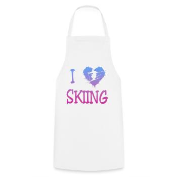 I love Skiing - Kochschürze - Weiß - Vorne - AI Model Male 185 dark (185cm)