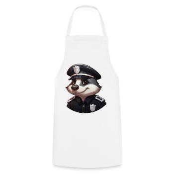 Policière blaireau - Tablier de cuisine - blanc - Devant - AI Model Male 185 dark (185cm)