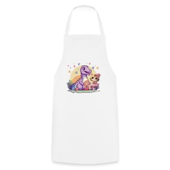 Girl Ballet Dinosaur Cat 9 Years Old 9 - Cooking Apron - white - Front - AI Model Male 185 dark (185cm)