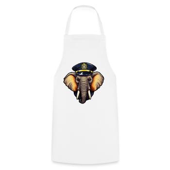 Police Elephant - Cooking Apron - white - Front - AI Model Male 185 dark (185cm)