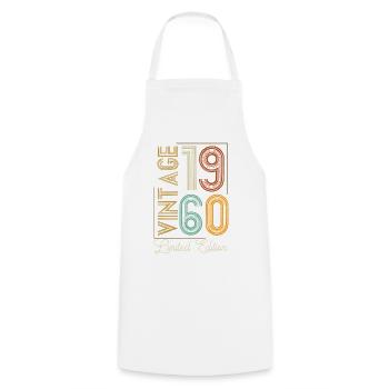 Vintage 1960 Limited Edition Aged to Perfection - Cooking Apron - white - Front - AI Model Male 185 dark (185cm)