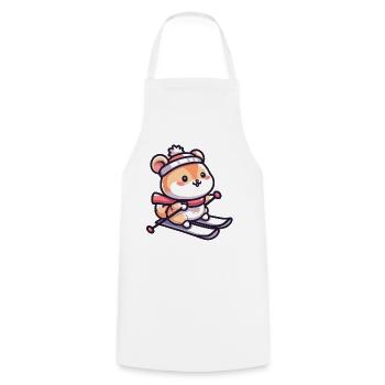 Cute hamster while skiing - Skiing holiday in the - Cooking Apron - white - Front - AI Model Male 185 dark (185cm)