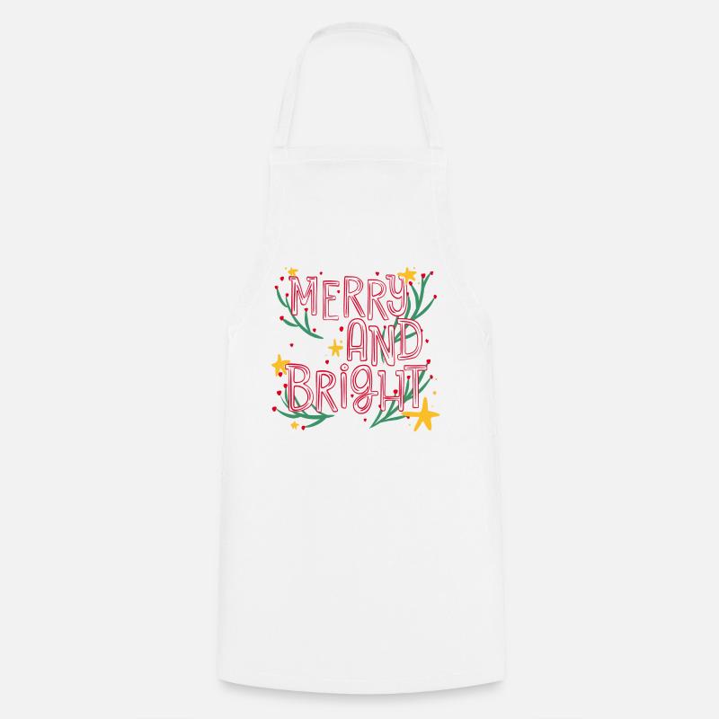 Merry and Bright Festive Script - Tablier de cuisine - blanc