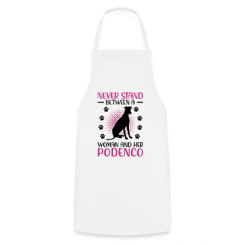 Woman with Podenco Spanish Hunting Dog - Cooking Apron - white - Front - AI Model Male 185 dark (185cm)